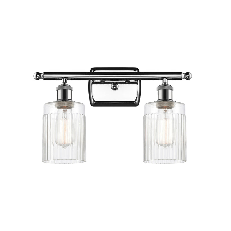 Hadley Bath Vanity Light shown in the Polished Chrome finish with a Clear shade