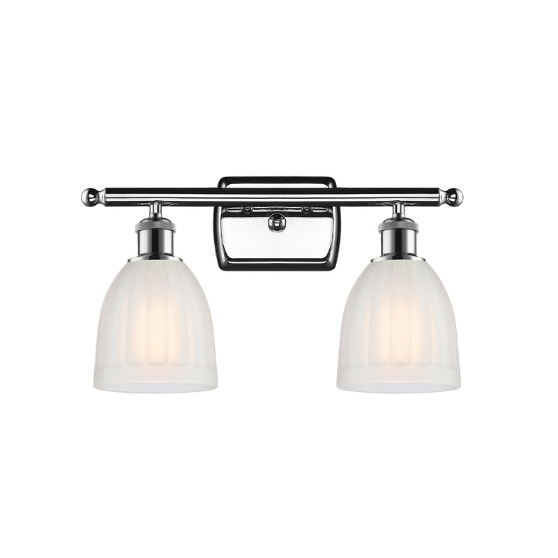 Brookfield Bath Vanity Light shown in the Polished Chrome finish with a White shade