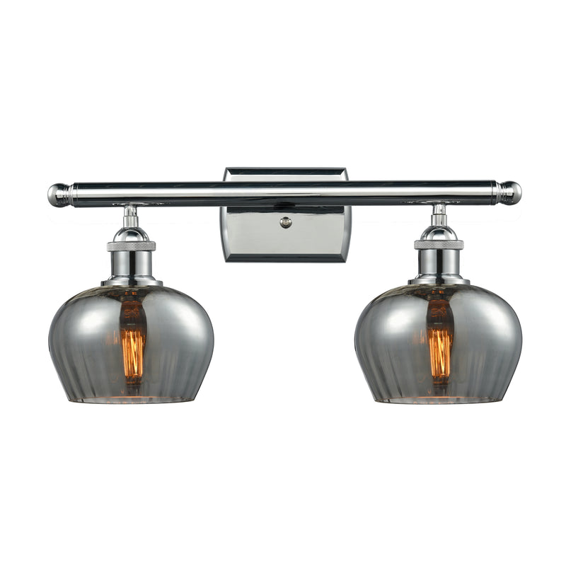 Fenton Bath Vanity Light shown in the Polished Chrome finish with a Plated Smoke shade