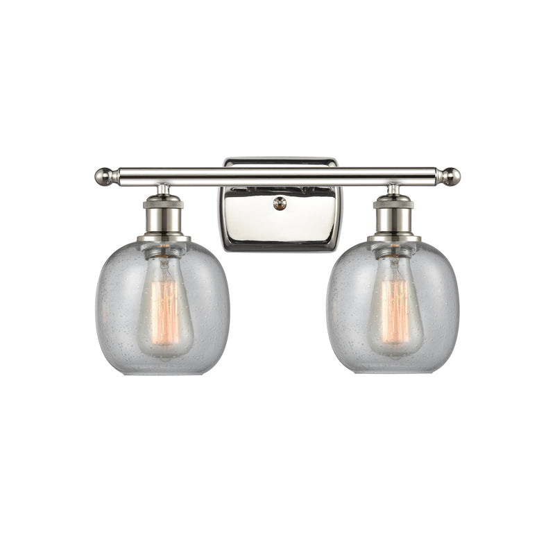 Belfast Bath Vanity Light shown in the Polished Nickel finish with a Seedy shade