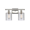 Cobbleskill Bath Vanity Light shown in the Polished Nickel finish with a Clear shade