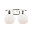 Athens Bath Vanity Light shown in the Polished Nickel finish with a Matte White shade