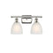 Castile Bath Vanity Light shown in the Polished Nickel finish with a White shade