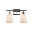 Ellery Bath Vanity Light shown in the Polished Nickel finish with a White shade