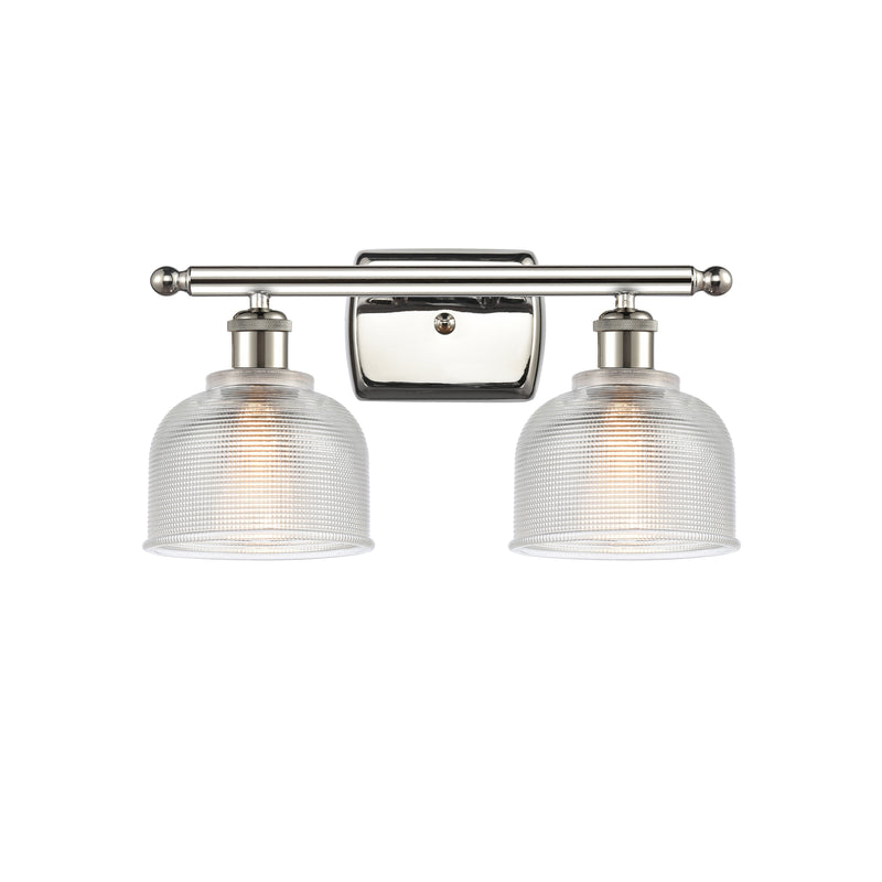 Dayton Bath Vanity Light shown in the Polished Nickel finish with a Clear shade