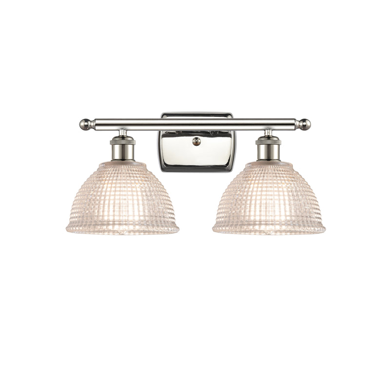 Arietta Bath Vanity Light shown in the Polished Nickel finish with a Clear shade