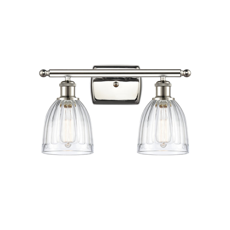 Brookfield Bath Vanity Light shown in the Polished Nickel finish with a Clear shade