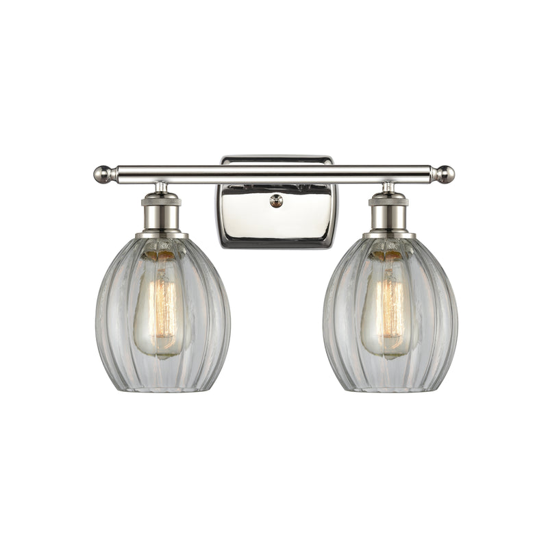 Eaton Bath Vanity Light shown in the Polished Nickel finish with a Clear shade