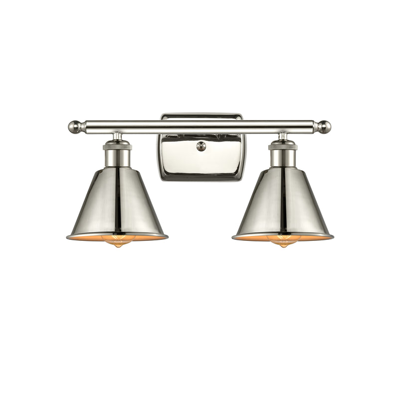 Smithfield Bath Vanity Light shown in the Polished Nickel finish with a Polished Nickel shade