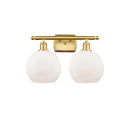 Athens Bath Vanity Light shown in the Satin Gold finish with a Matte White shade