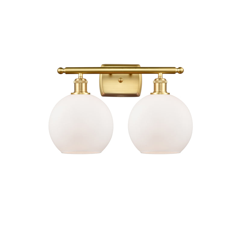 Athens Bath Vanity Light shown in the Satin Gold finish with a Matte White shade