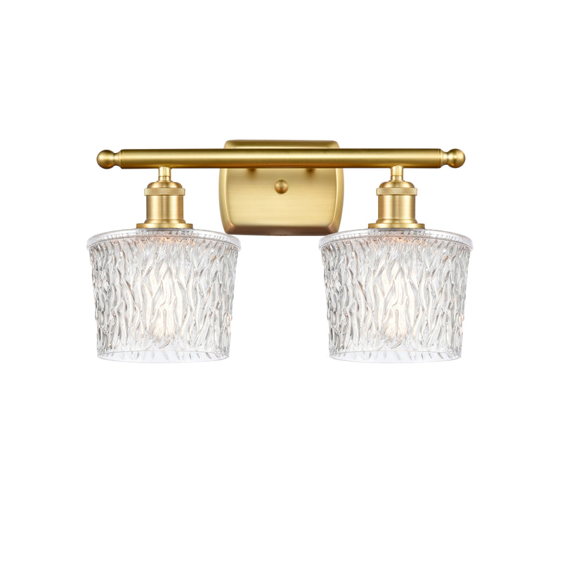 Niagra Bath Vanity Light shown in the Satin Gold finish with a Clear shade