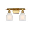 Brookfield Bath Vanity Light shown in the Satin Gold finish with a White shade