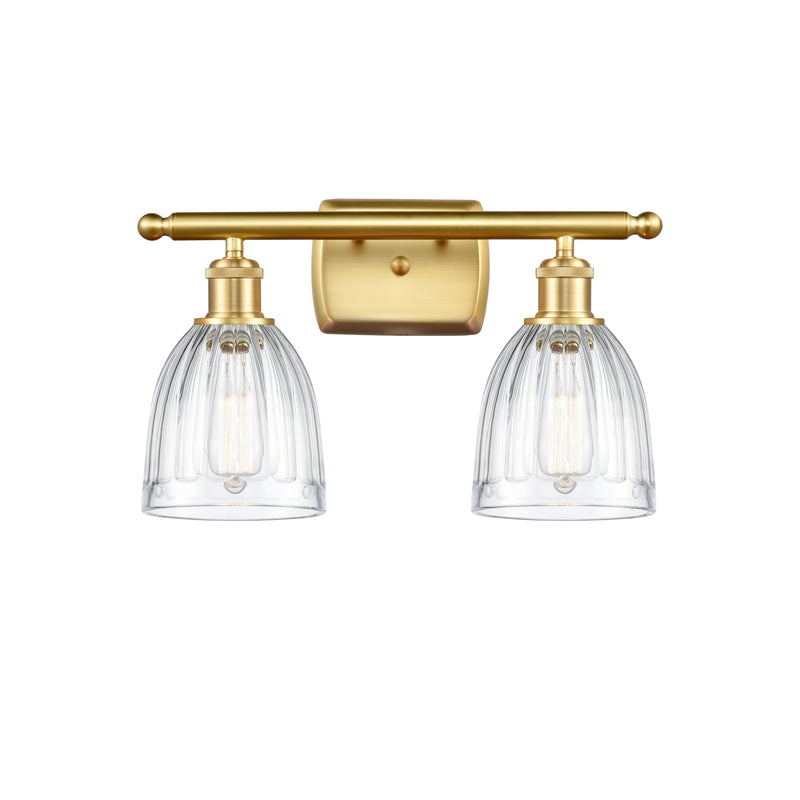 Brookfield Bath Vanity Light shown in the Satin Gold finish with a Clear shade