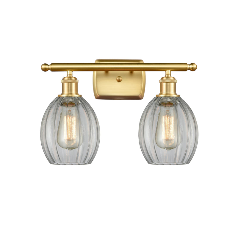 Eaton Bath Vanity Light shown in the Satin Gold finish with a Clear shade