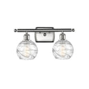 Deco Swirl Bath Vanity Light shown in the Brushed Satin Nickel finish with a Clear shade