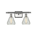 Conesus Bath Vanity Light shown in the Brushed Satin Nickel finish with a Clear Crackle shade