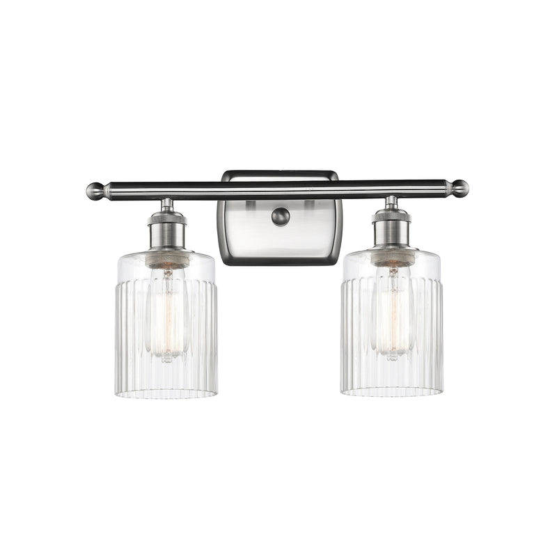 Hadley Bath Vanity Light shown in the Brushed Satin Nickel finish with a Clear shade