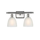 Castile Bath Vanity Light shown in the Brushed Satin Nickel finish with a White shade