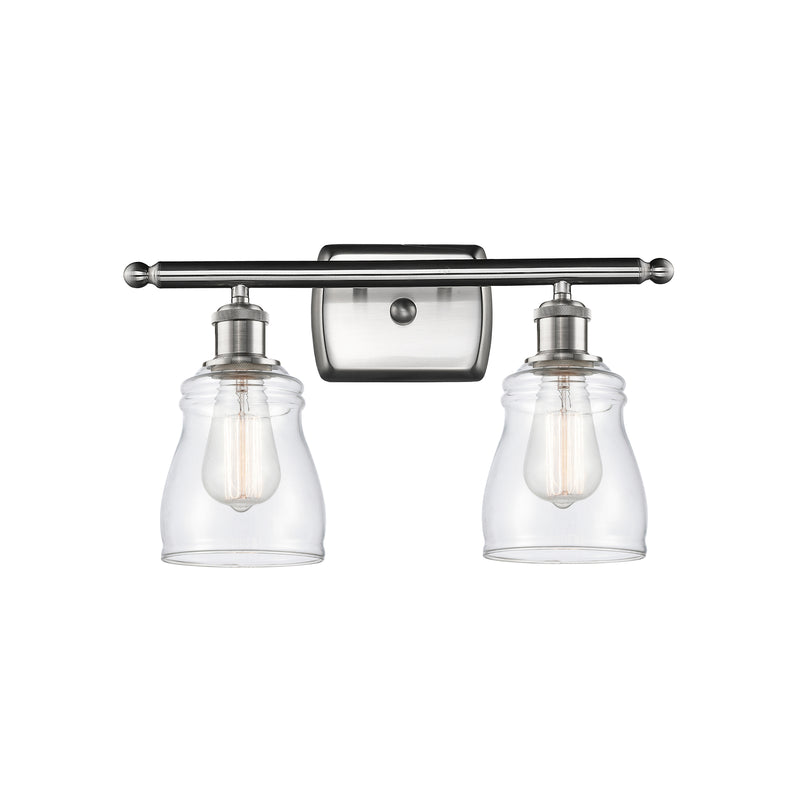 Ellery Bath Vanity Light shown in the Brushed Satin Nickel finish with a Clear shade