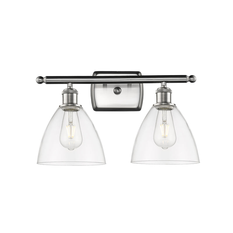 Ballston Dome Bath Vanity Light shown in the Brushed Satin Nickel finish with a Clear shade