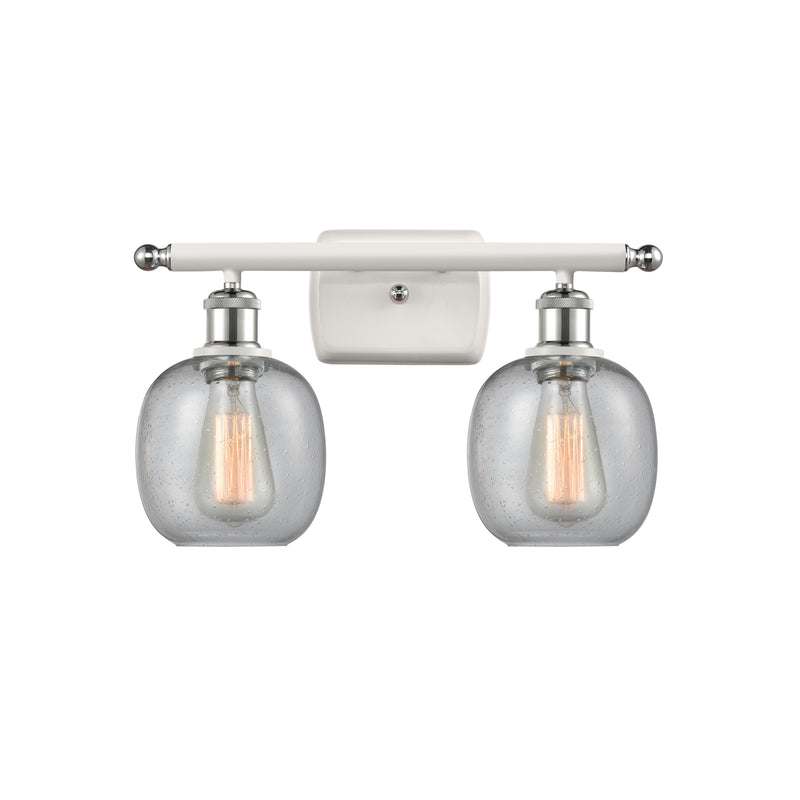 Belfast Bath Vanity Light shown in the White and Polished Chrome finish with a Seedy shade