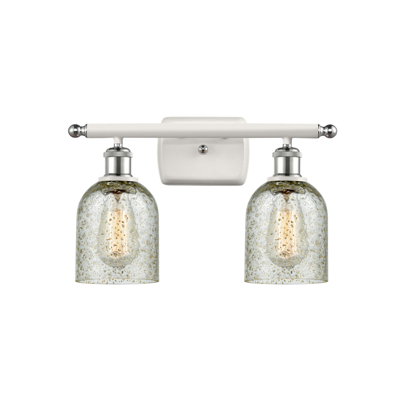 Caledonia Bath Vanity Light shown in the White and Polished Chrome finish with a Mica shade