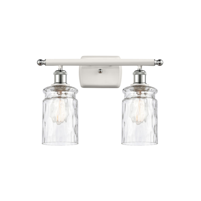 Candor Bath Vanity Light shown in the White and Polished Chrome finish with a Clear Waterglass shade