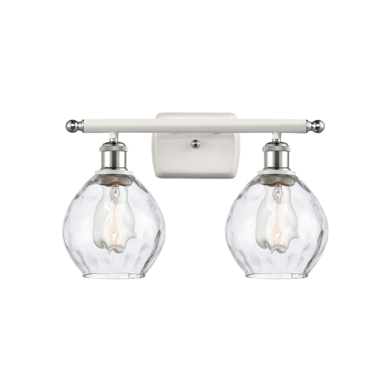 Waverly Bath Vanity Light shown in the White and Polished Chrome finish with a Clear shade