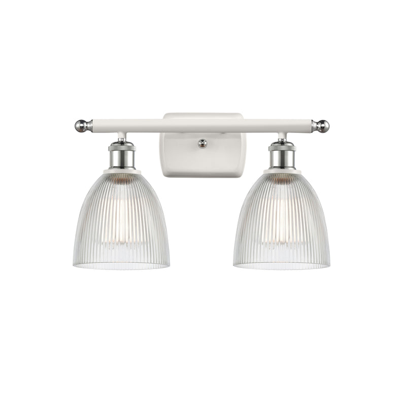 Castile Bath Vanity Light shown in the White and Polished Chrome finish with a Clear shade