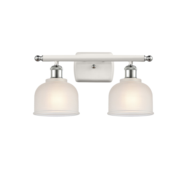 Dayton Bath Vanity Light shown in the White and Polished Chrome finish with a White shade