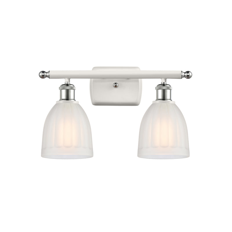 Brookfield Bath Vanity Light shown in the White and Polished Chrome finish with a White shade