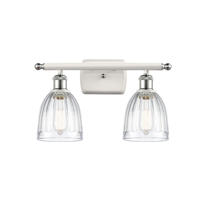 Brookfield Bath Vanity Light shown in the White and Polished Chrome finish with a Clear shade