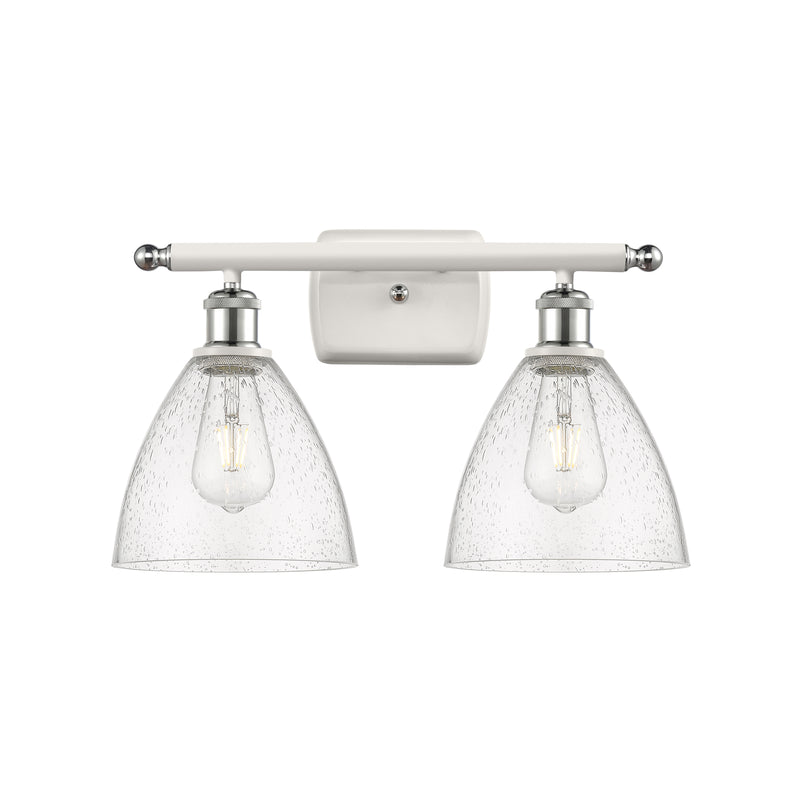 Ballston Dome Bath Vanity Light shown in the White and Polished Chrome finish with a Seedy shade