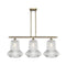 Springwater Island Light shown in the Antique Brass finish with a Clear Spiral Fluted shade