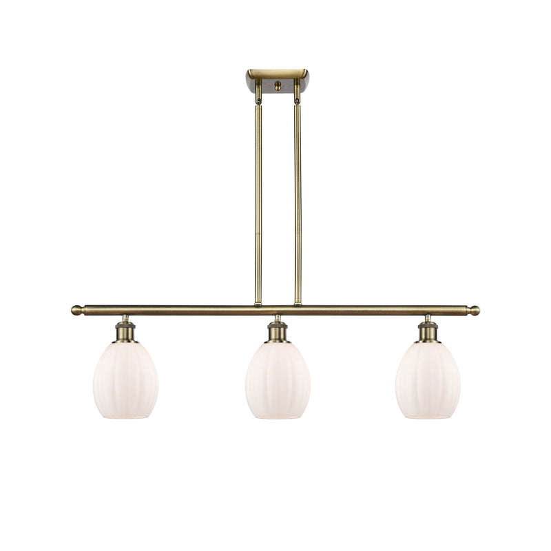 Eaton Island Light shown in the Antique Brass finish with a Matte White shade