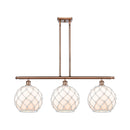 Farmhouse Rope Island Light shown in the Antique Copper finish with a White Glass with White Rope shade