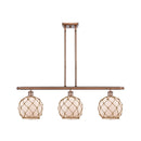 Farmhouse Rope Island Light shown in the Antique Copper finish with a White Glass with Brown Rope shade