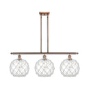 Farmhouse Rope Island Light shown in the Antique Copper finish with a Clear Glass with White Rope shade