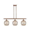 Farmhouse Rope Island Light shown in the Antique Copper finish with a Clear Glass with Brown Rope shade