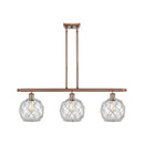 Farmhouse Rope Island Light shown in the Antique Copper finish with a Clear Glass with White Rope shade