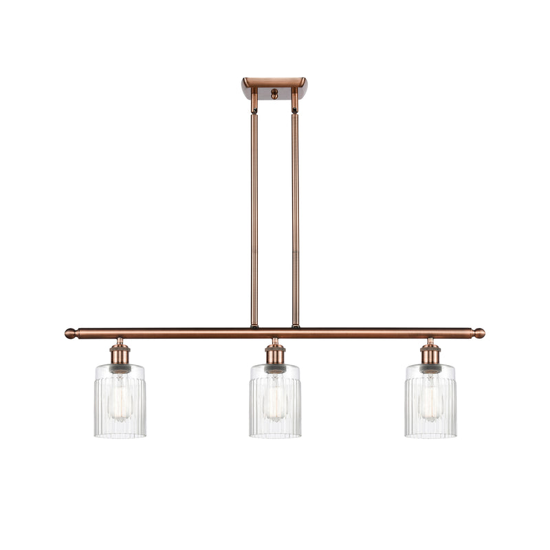 Hadley Island Light shown in the Antique Copper finish with a Clear shade