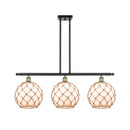 Farmhouse Rope Island Light shown in the Black Antique Brass finish with a White Glass with Brown Rope shade