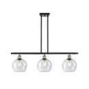 Athens Island Light shown in the Black Antique Brass finish with a Seedy shade