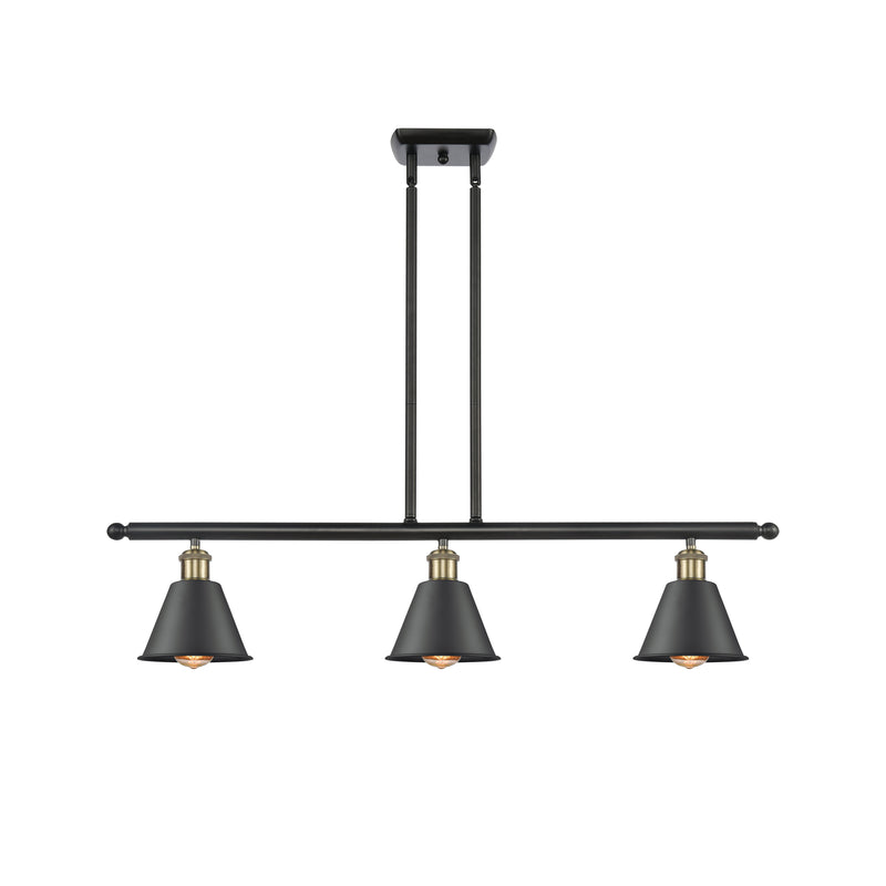 Smithfield Island Light shown in the Black Antique Brass finish with a Matte Black shade