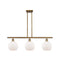 Athens Island Light shown in the Brushed Brass finish with a Matte White shade