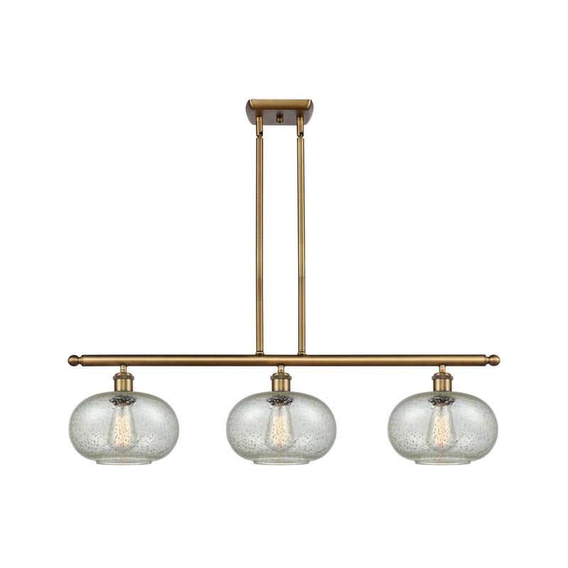 Gorham Island Light shown in the Brushed Brass finish with a Mica shade