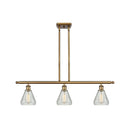 Conesus Island Light shown in the Brushed Brass finish with a Clear Crackle shade