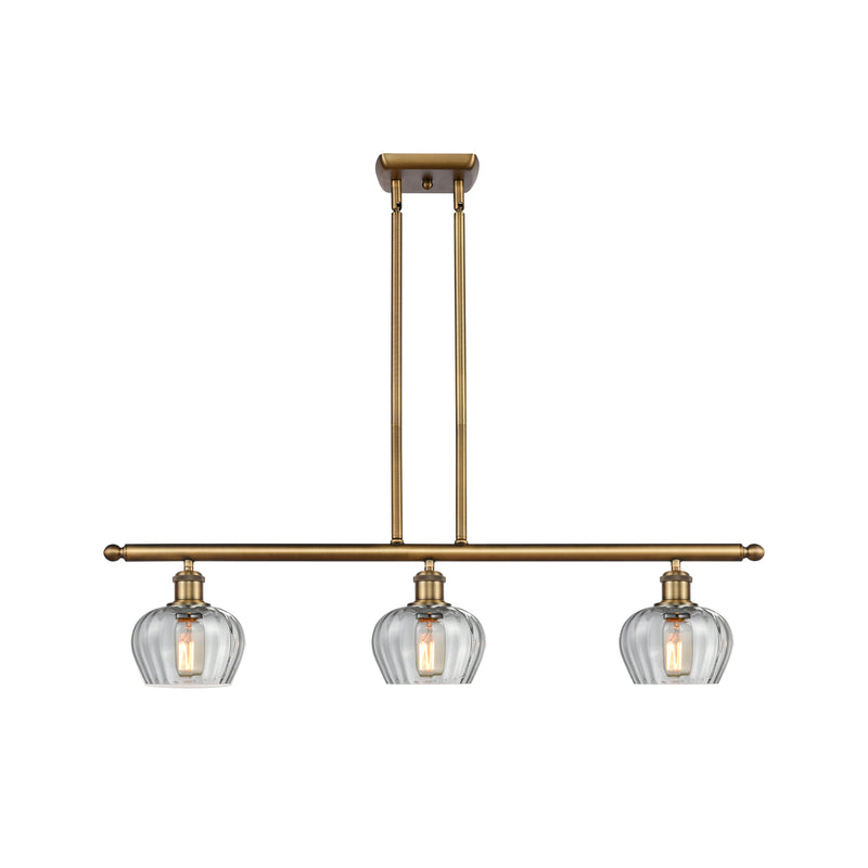 Fenton Island Light shown in the Brushed Brass finish with a Clear shade