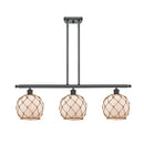 Farmhouse Rope Island Light shown in the Matte Black finish with a White Glass with Brown Rope shade